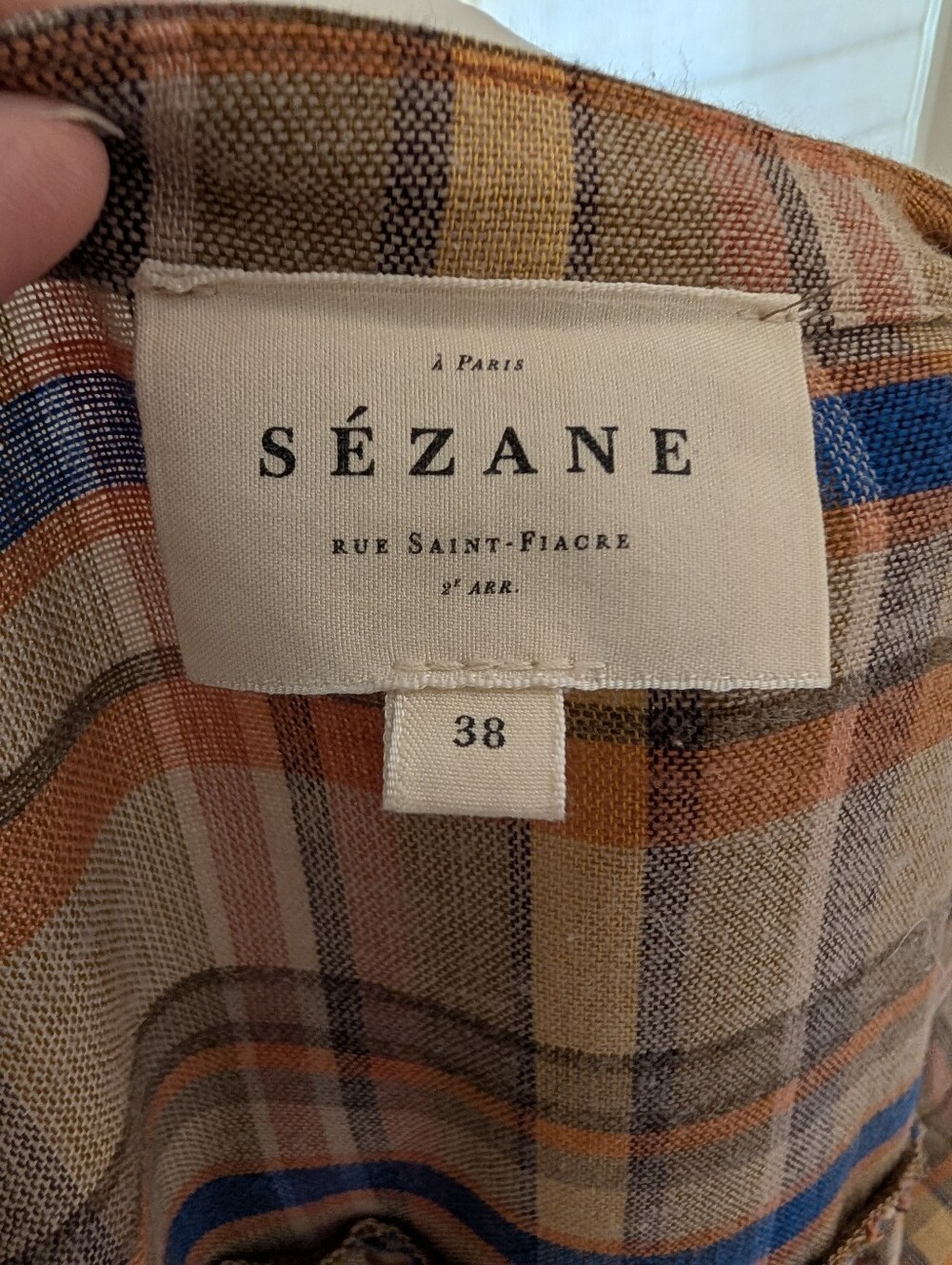 Sézane Alix Dress, Folk Check Plaid, Size 38 / US 6 - Picture 6 of 7